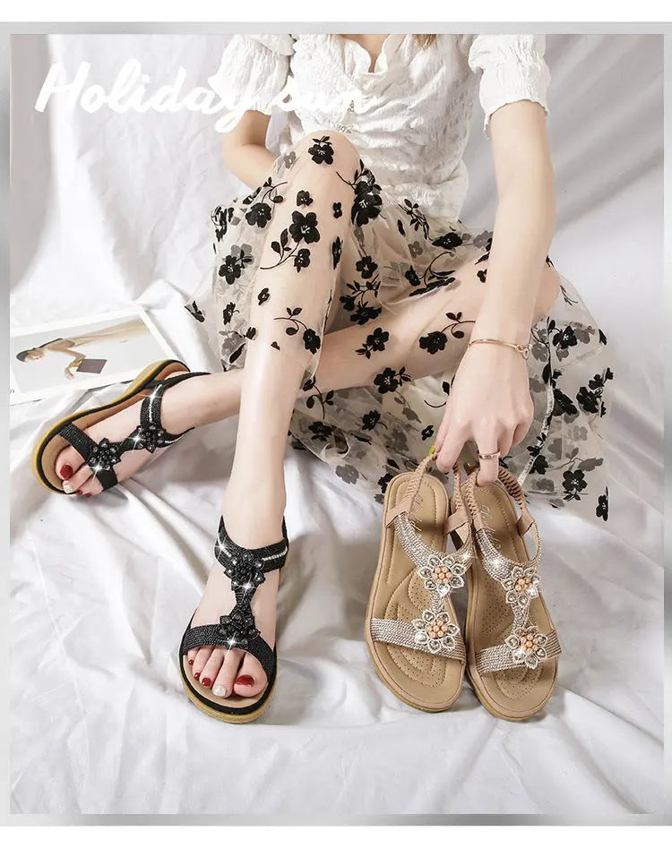 Sandales Bohème à Fleurs et Strass ORIS WEAR
