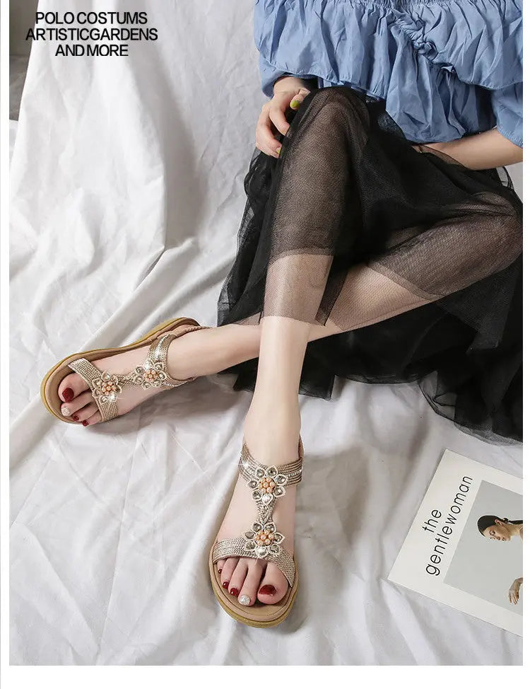 Sandales Bohème à Fleurs et Strass ORIS WEAR
