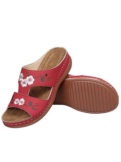 Sandales Fleur à Talon Compensé Grande Taille ORIS WEAR