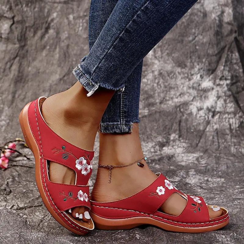 Sandales Fleur à Talon Compensé Grande Taille ORIS WEAR