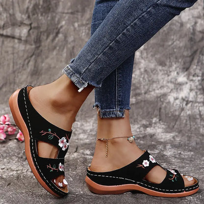 Sandales Fleur à Talon Compensé Grande Taille ORIS WEAR