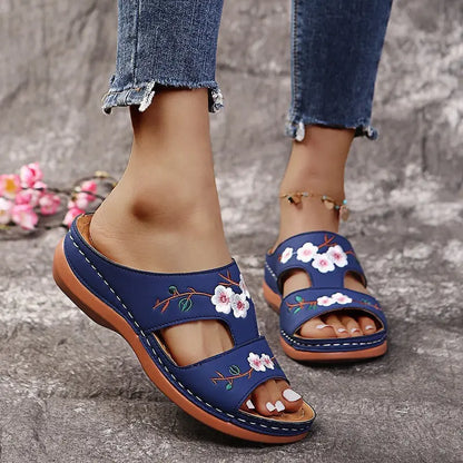 Sandales Fleur à Talon Compensé Grande Taille ORIS WEAR