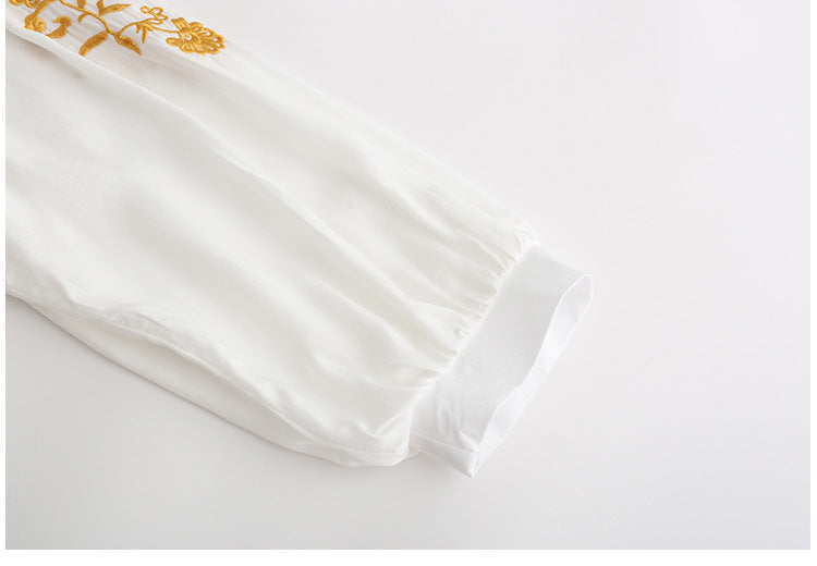 Robe ample brodée à col en V Jupe longue brodée ORIS WEAR