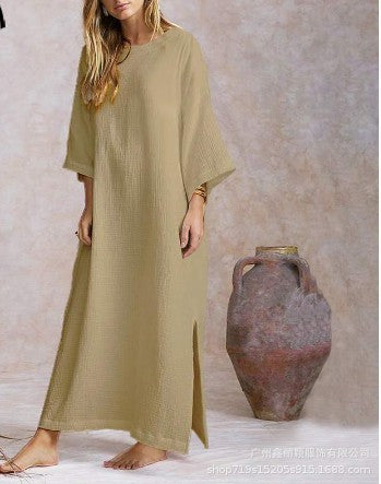 Robe longue femme en lin blanc — ORIS WEAR