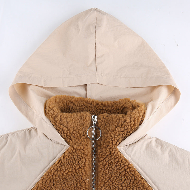 Veste ample en laine d'agneau à capuche et coutures ORIS WEAR