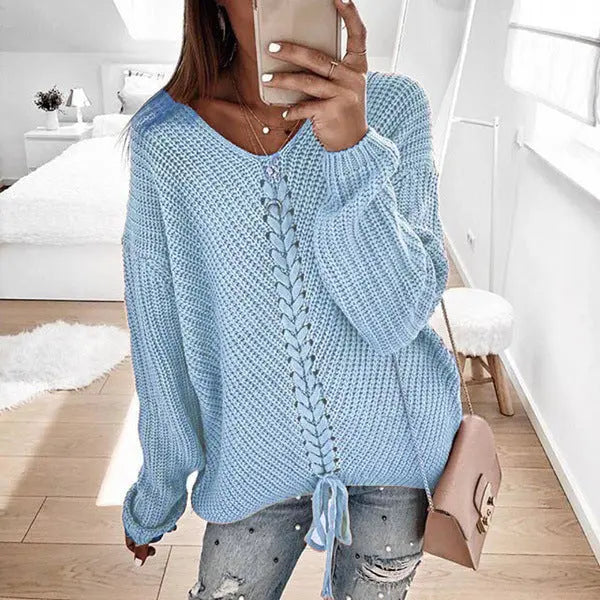 Pull en Maille avec Lacet Décolleté V ORIS WEAR