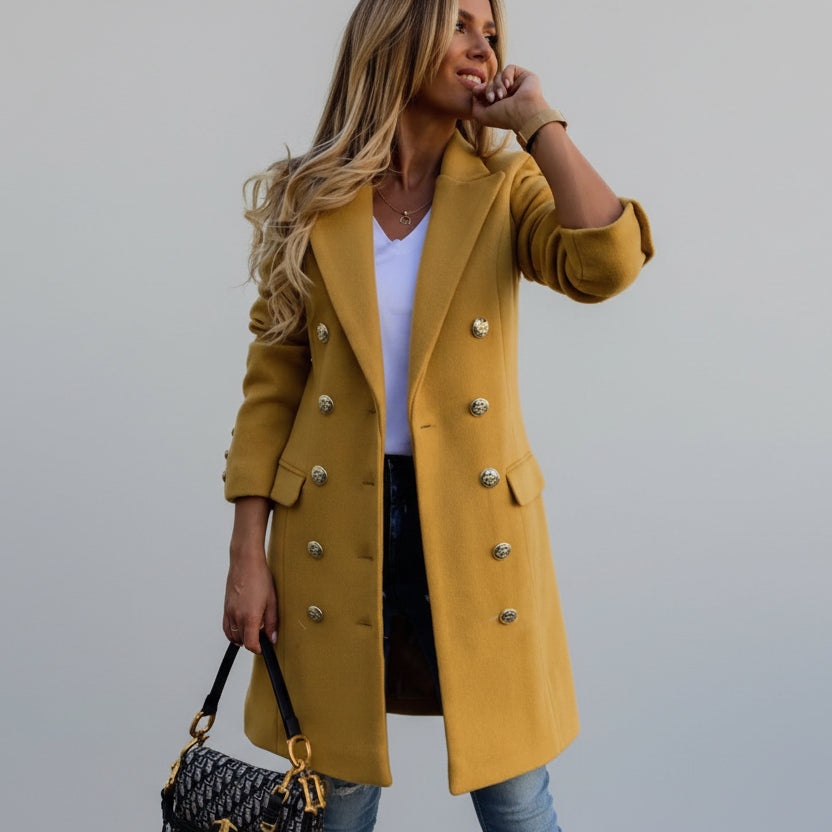 Robe midi femme élégante jaune — ORIS WEAR
