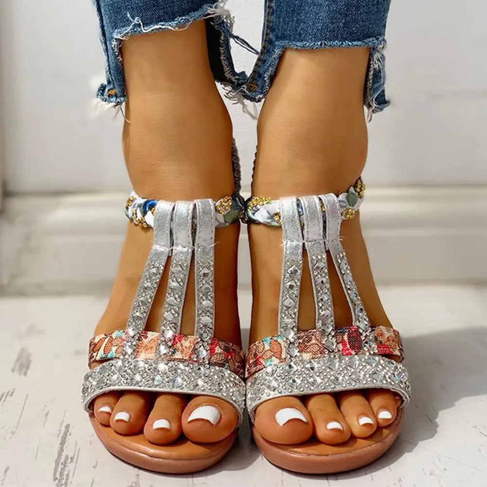 Sandales Gladiateur Strass Brides Plates ORIS WEAR