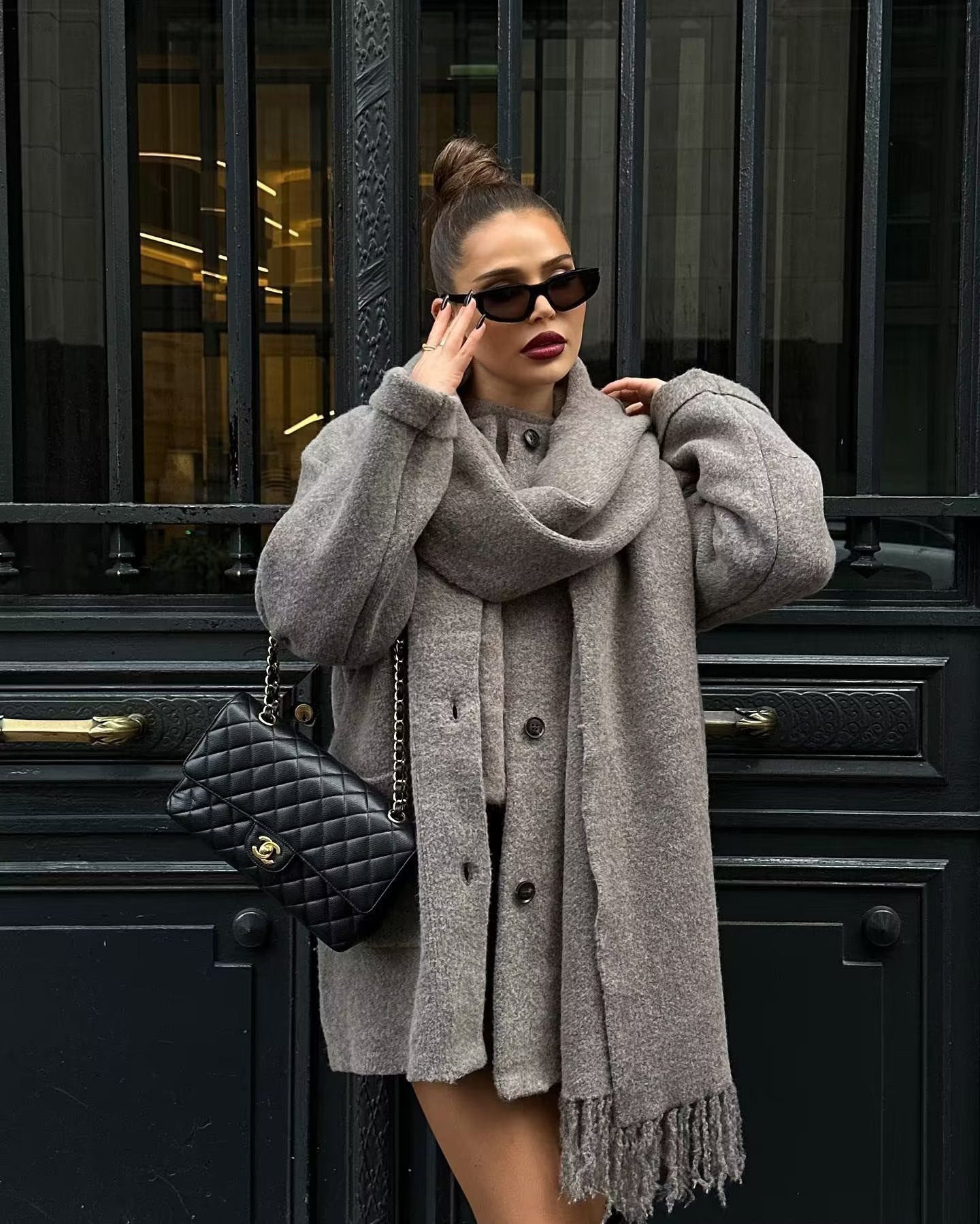 Manteau Long Élégant avec Écharpe Intégrée ORIS WEAR
