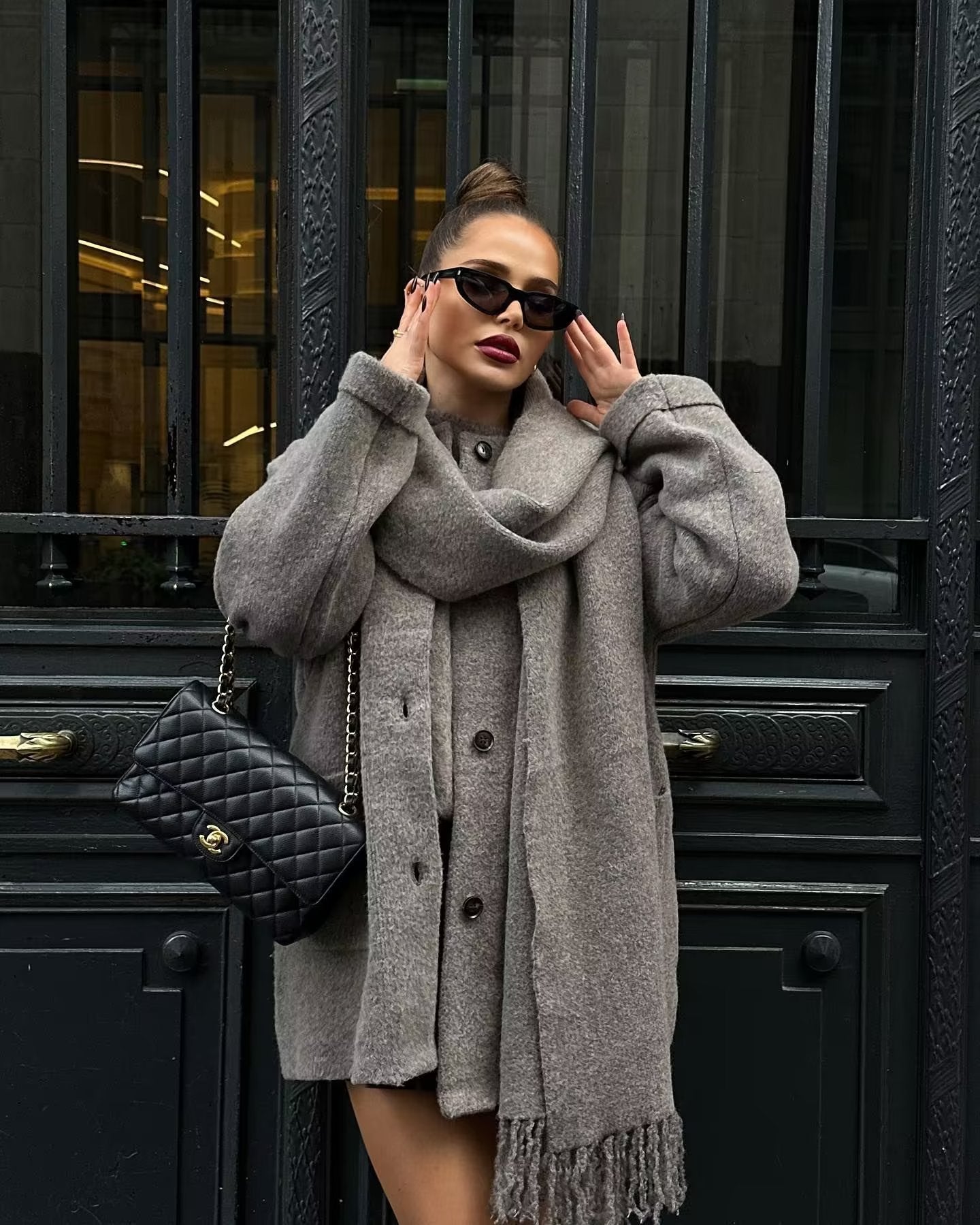 Manteau Long Élégant avec Écharpe Intégrée ORIS WEAR