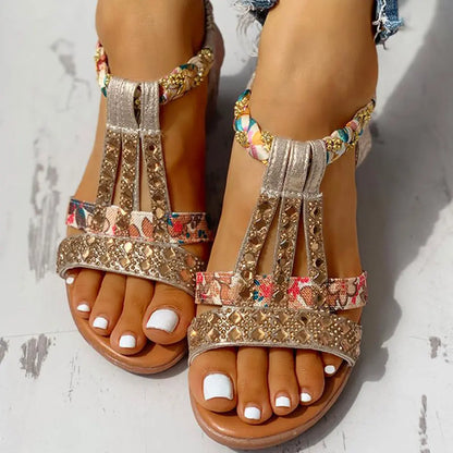 Sandales Gladiateur Strass Brides Plates ORIS WEAR