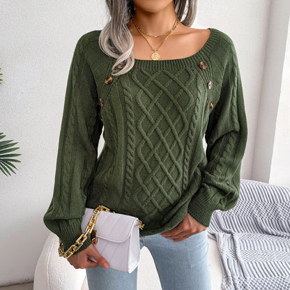 Léna Douceur Élégante - Pull Tricot à Col Carré ORIS WEAR