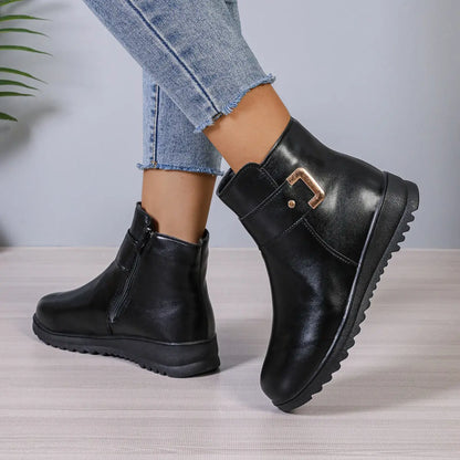 Bottines Hiver à Fermeture Éclair et Cuir PU ORIS WEAR