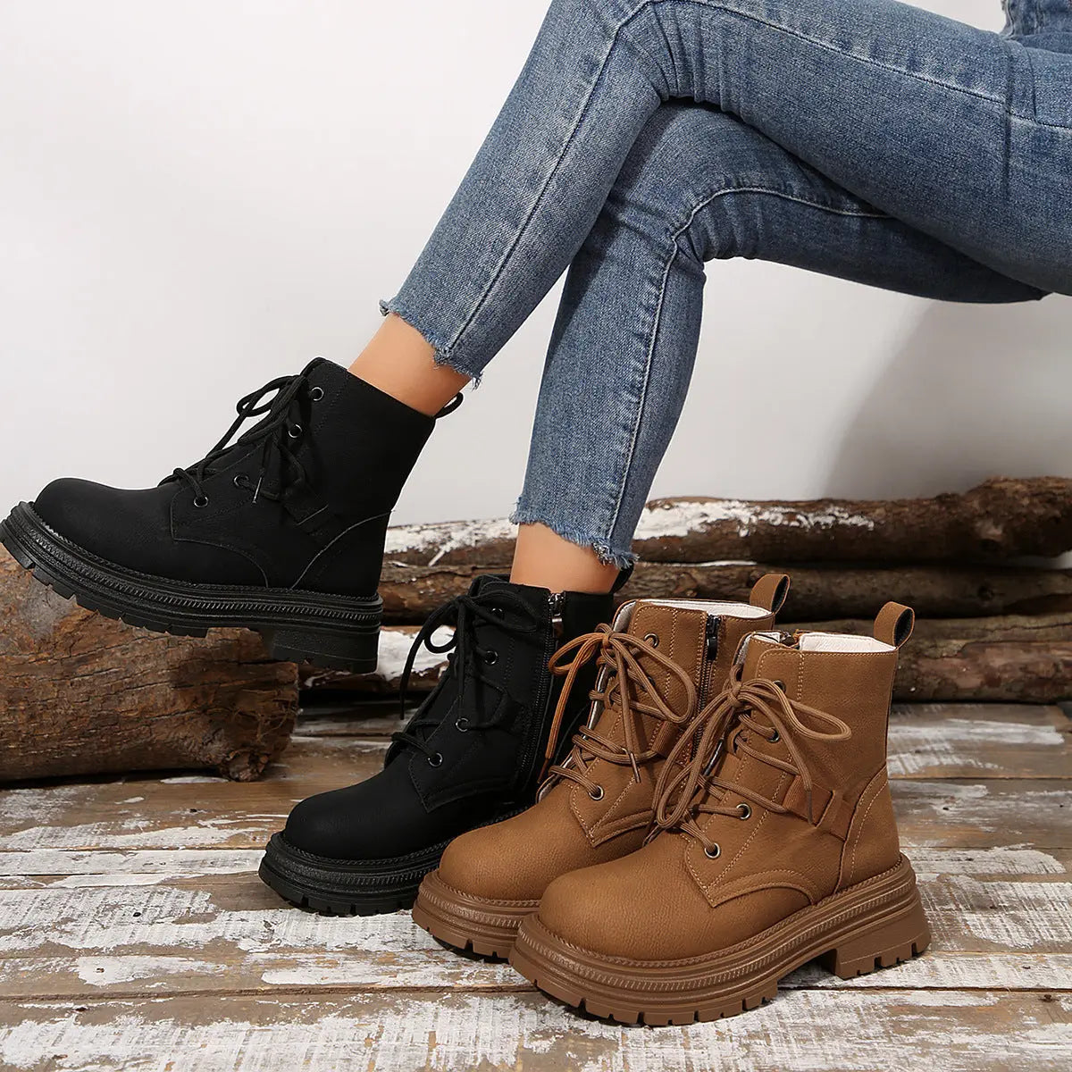 Bottines à Lacets à Talon Carré pour Femme ORIS WEAR