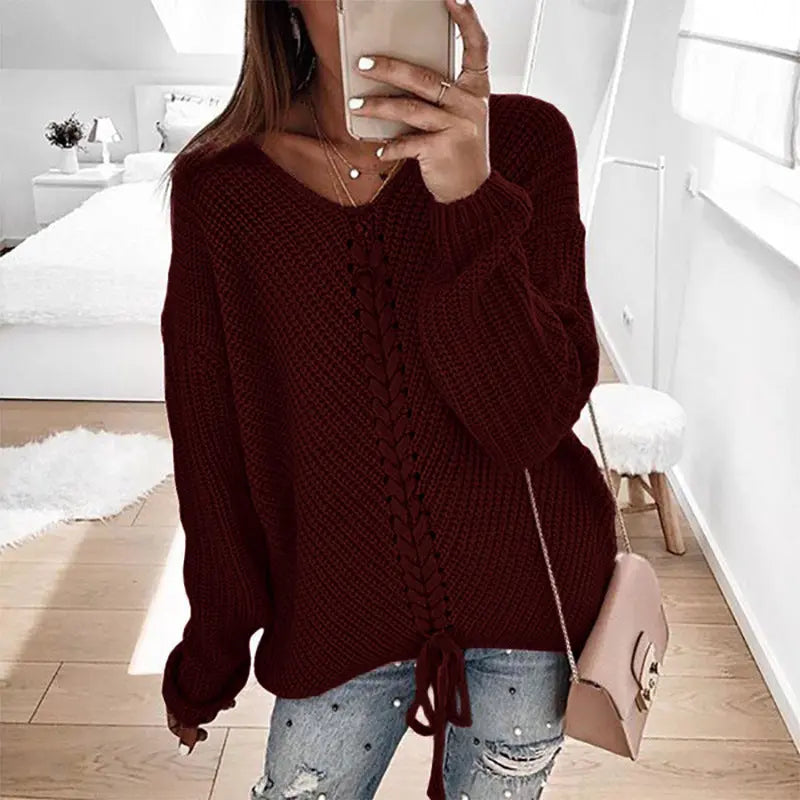 Pull en Maille avec Lacet Décolleté V ORIS WEAR