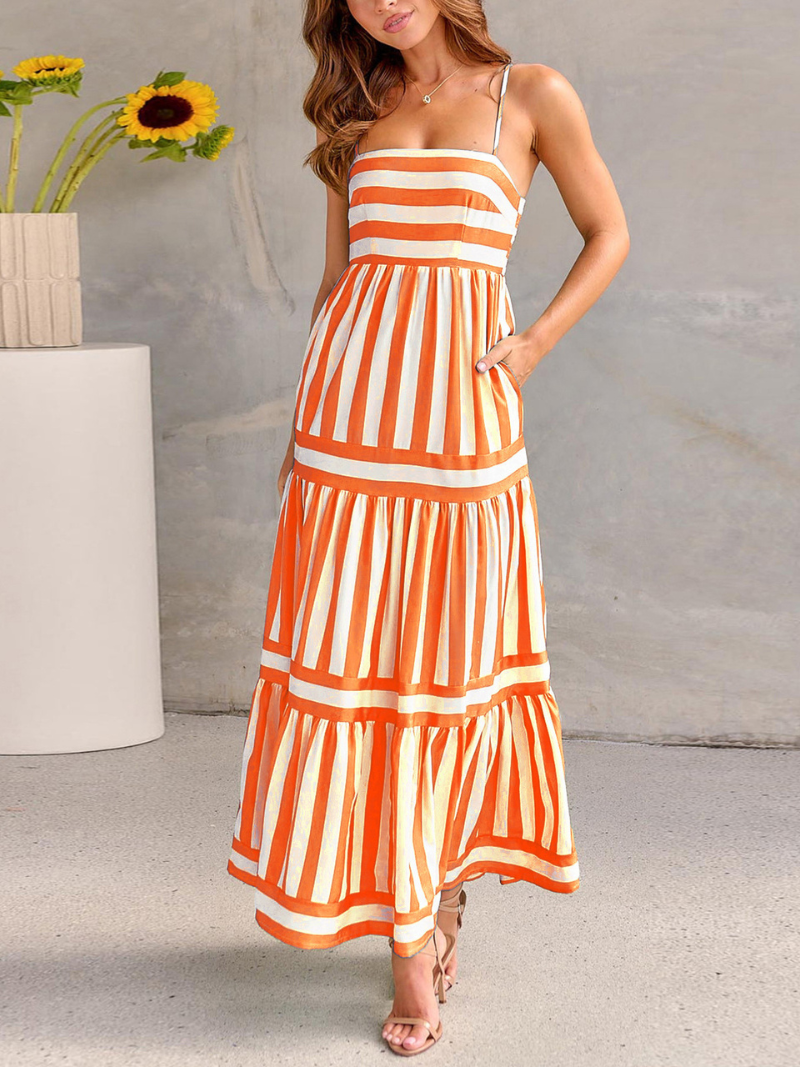 Robe Rayée Femme Dos Nu ORIS WEAR