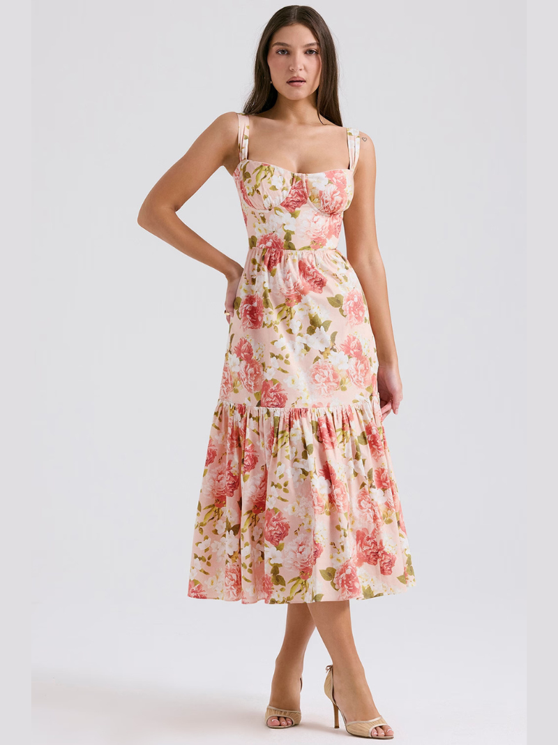 Robe courte femme moulante imprimé pivoine — ORIS WEAR