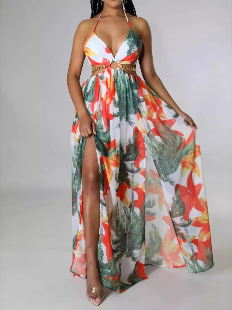 Valia | Robe vintage Style Tropicale  Fendue ORIS WEAR