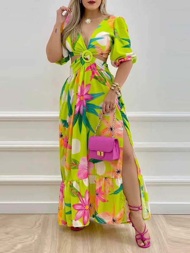 Robe longue femme bohème vert clair — ORIS WEAR