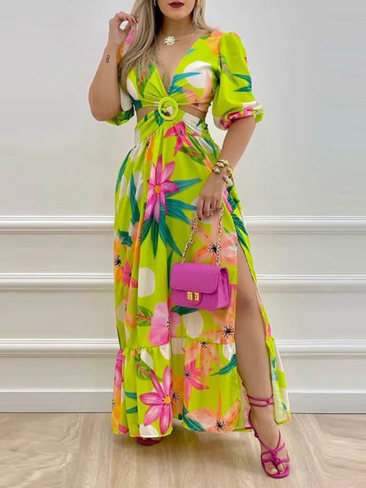 Robe longue femme bohème vert clair — ORIS WEAR