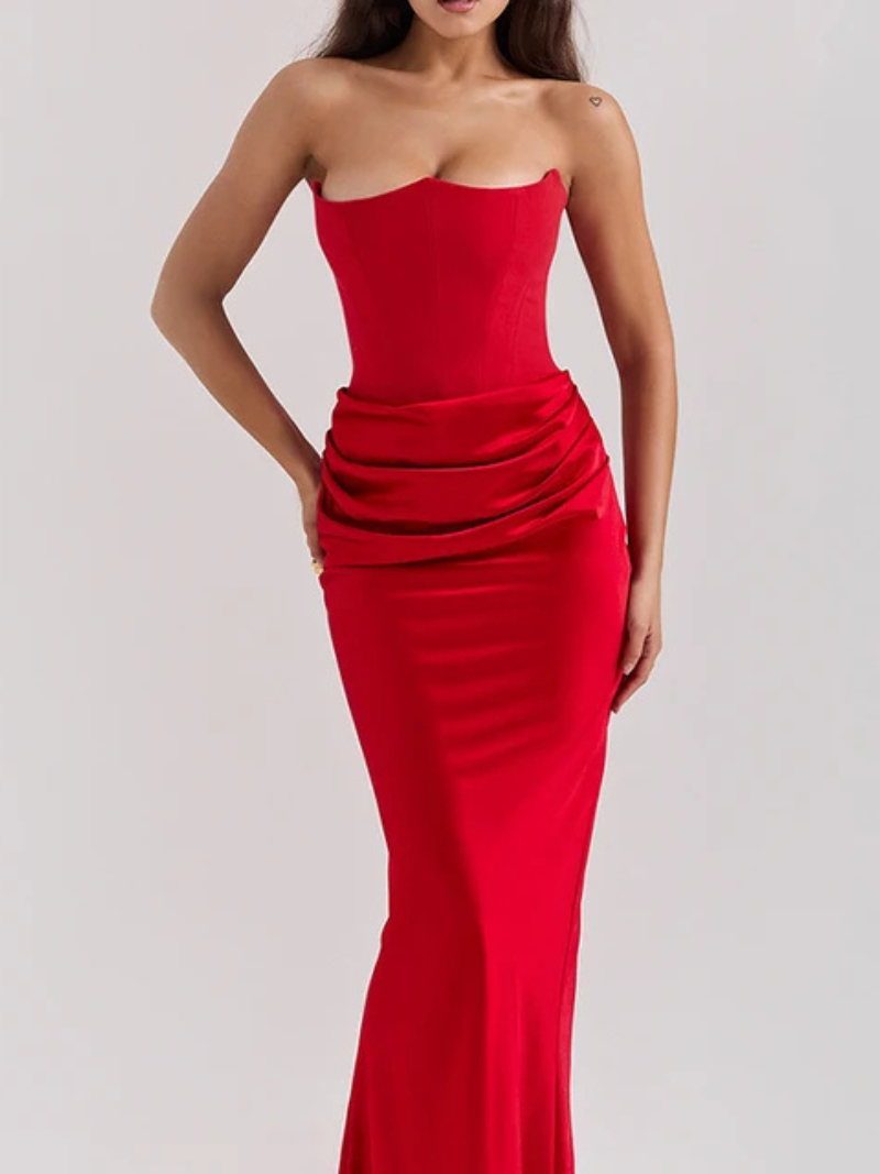 Robe Longue Femme Bustier Satin Éclatante ORIS WEAR
