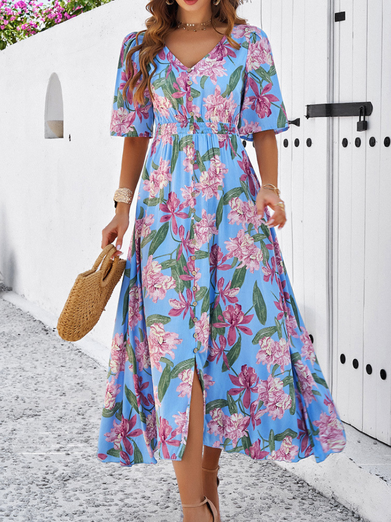 Robe Fleurie Décontractée Fendue Femme ORIS WEAR