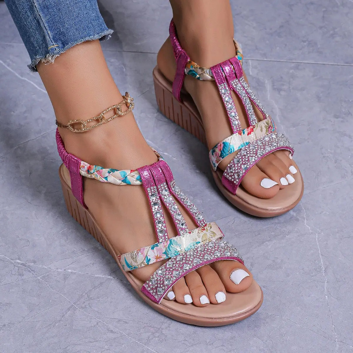 Sandales Gladiateur Strass Brides Plates ORIS WEAR