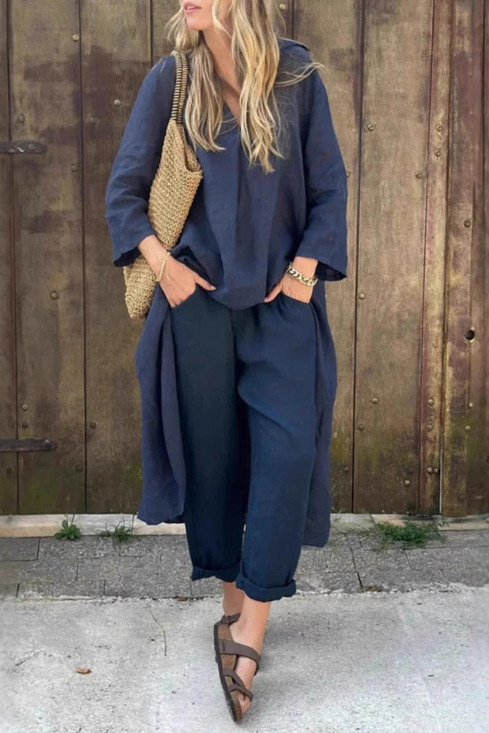 Liberté Douce – Ensemble Col V à la Coupe Ample & Teinte Épurée ORIS WEAR