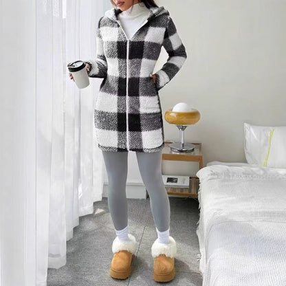 Cozy Plaid Hooded Coat ORIS WEAR