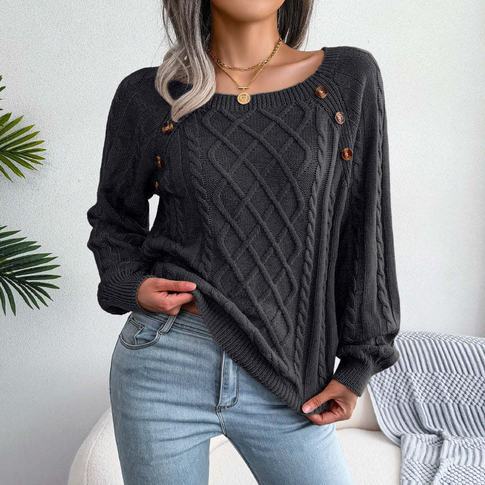 Léna Douceur Élégante - Pull Tricot à Col Carré ORIS WEAR