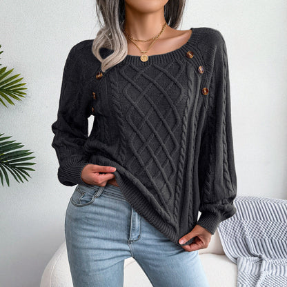 Léna Douceur Élégante - Pull Tricot à Col Carré ORIS WEAR