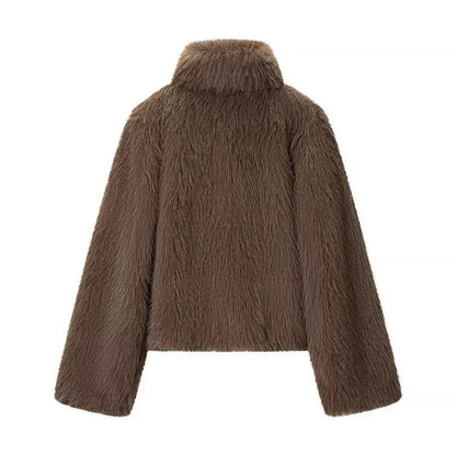 Manteau épais et chaud en fausse fourrure de renard avec col montant ORIS WEAR