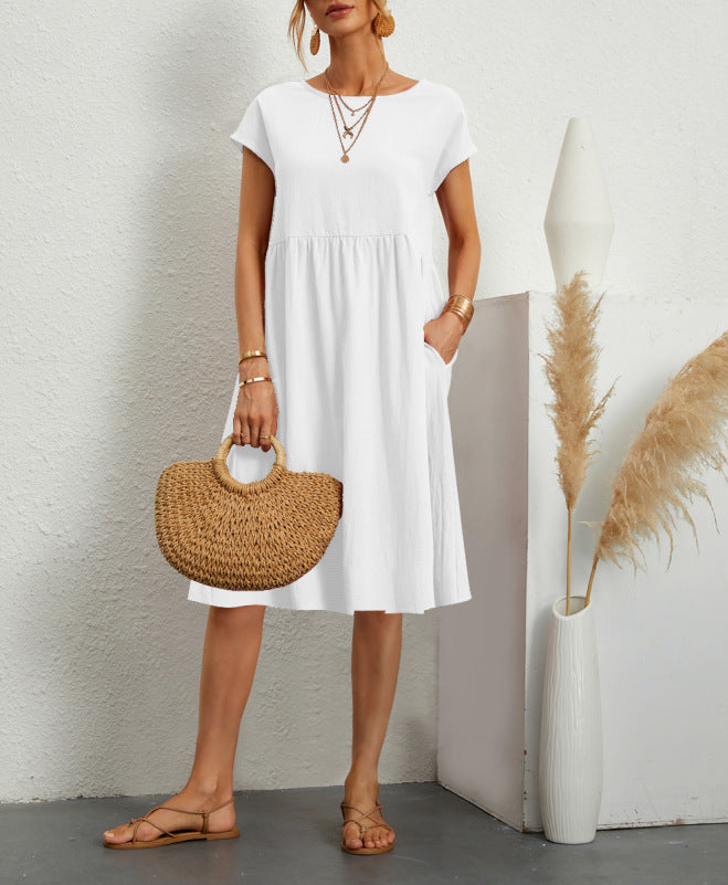 Robe en Coton à Col Rond et Jupe A-Line pour Femme ORIS WEAR