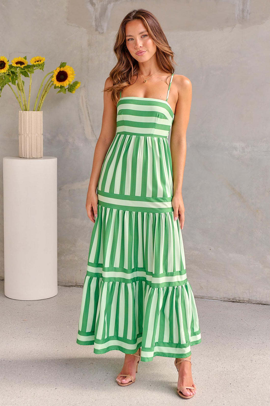 Robe Longue Rayée À Bretelles Avec Poches ORIS WEAR