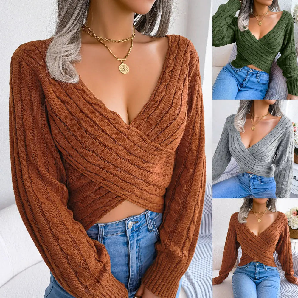 Pull Oversize Encolure Croisée V Wrap Maille ORIS WEAR