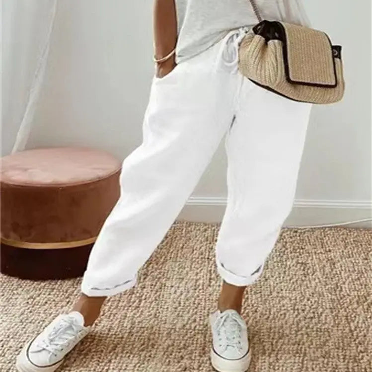 Pantalon Décontracté en Coton et Lin pour Femme ORIS WEAR