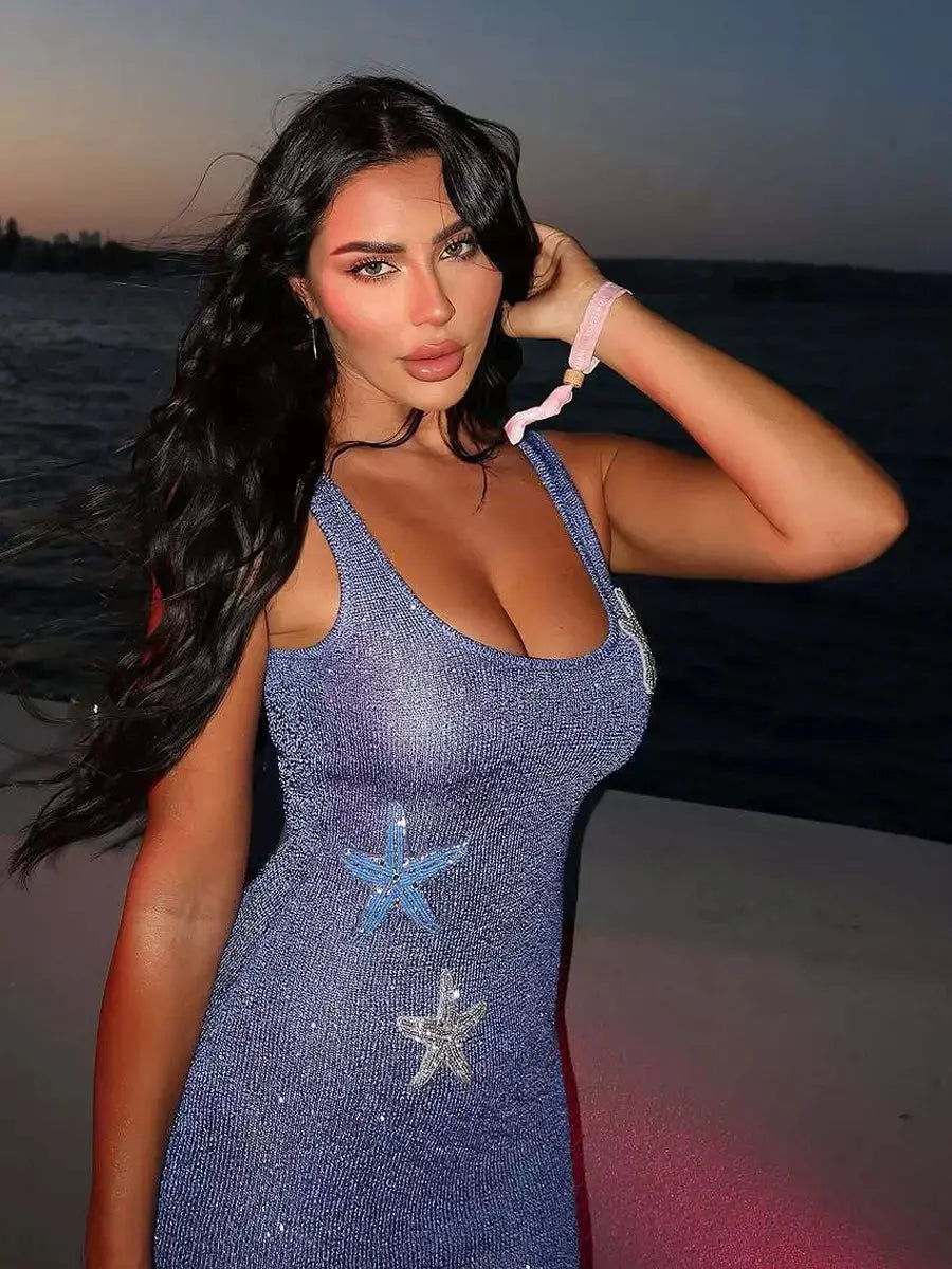 Robe longue femme à sequins rouge rosé — ORIS WEAR