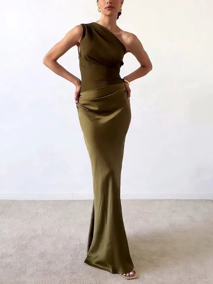 Anita™ | Robe Maxi de Soirée Élégante à Épaule Unique Plissée FRESH NORTH CO