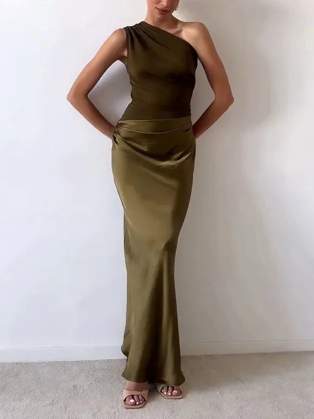 Anita™ | Robe Maxi de Soirée Élégante à Épaule Unique Plissée FRESH NORTH CO