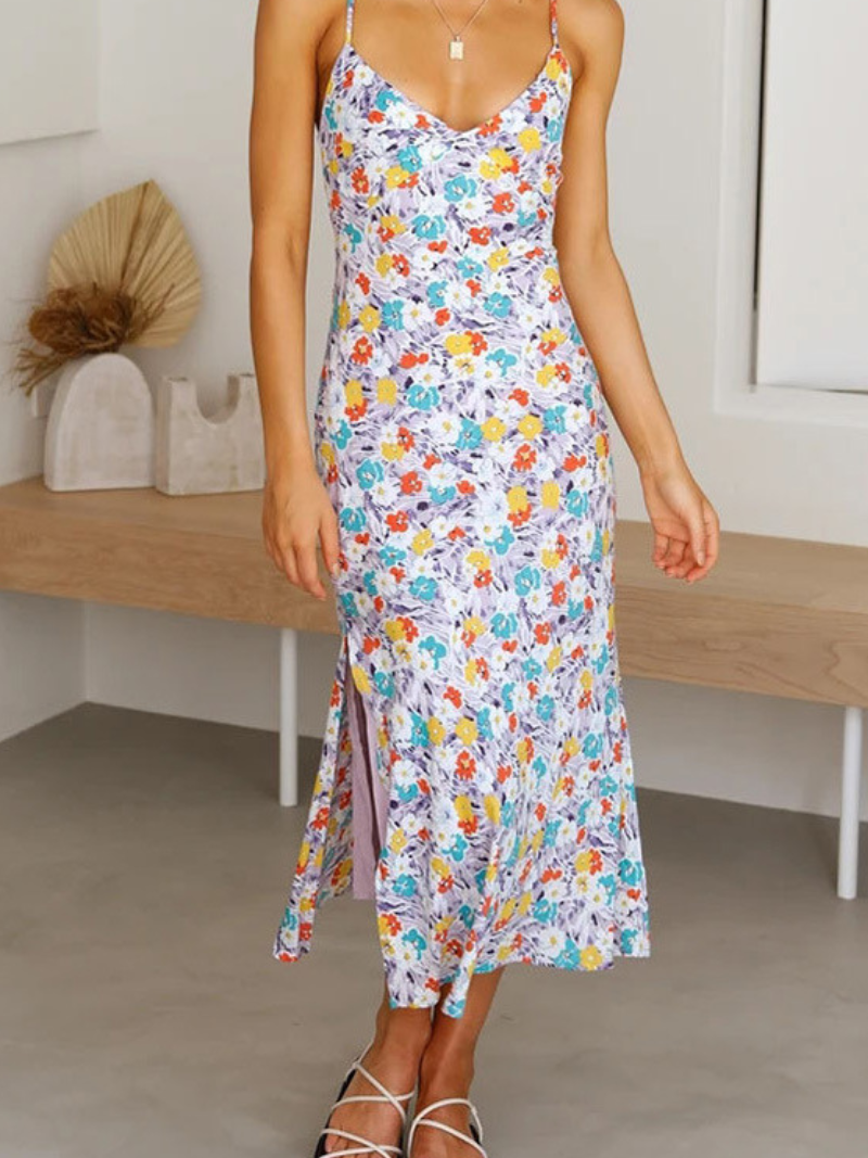 Robe Fleurie d’Été Sans Manches Fendue ORIS WEAR