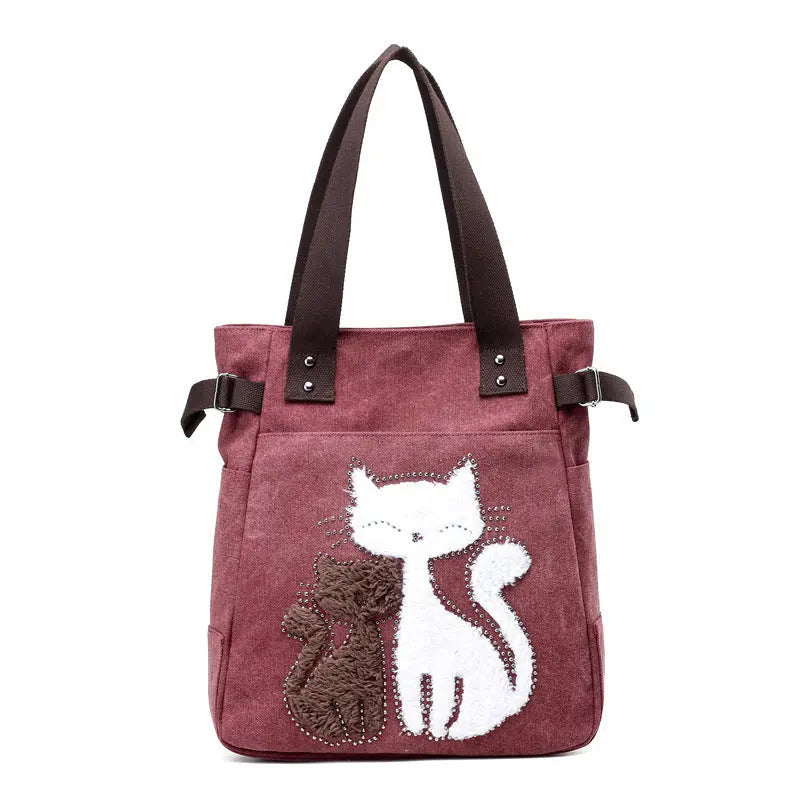 Sac en Toile avec Chat Mignon Appliqué ORIS WEAR