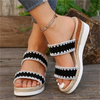 sandales d'été de style ethnique à doubles lanières larges ORIS WEAR