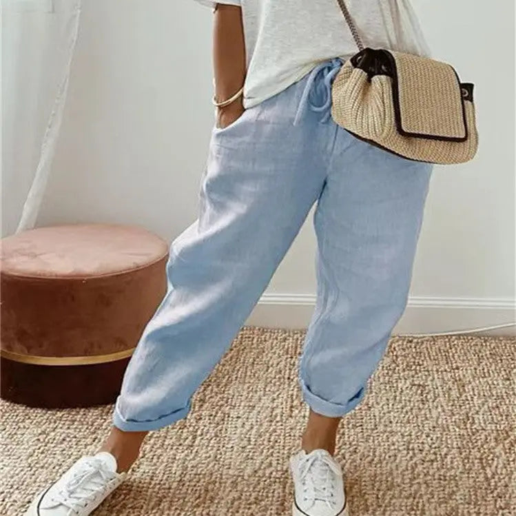 Pantalon Décontracté en Coton et Lin pour Femme ORIS WEAR