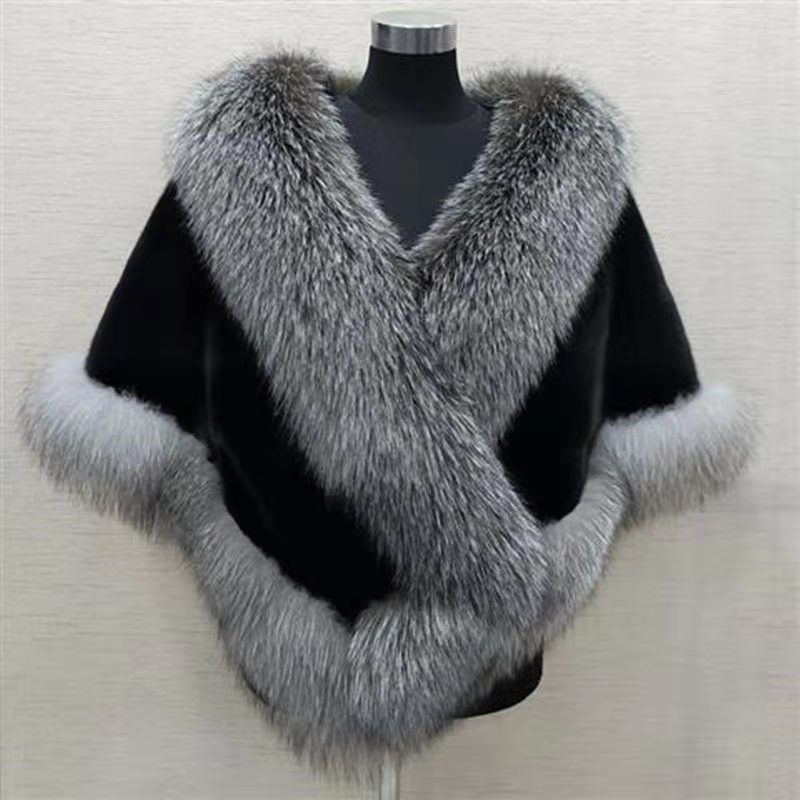 Cape châle femme en fausse fourrure effet vison & renard ORIS WEAR
