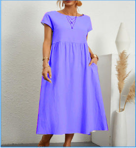 Robe en Coton à Col Rond et Jupe A-Line pour Femme ORIS WEAR