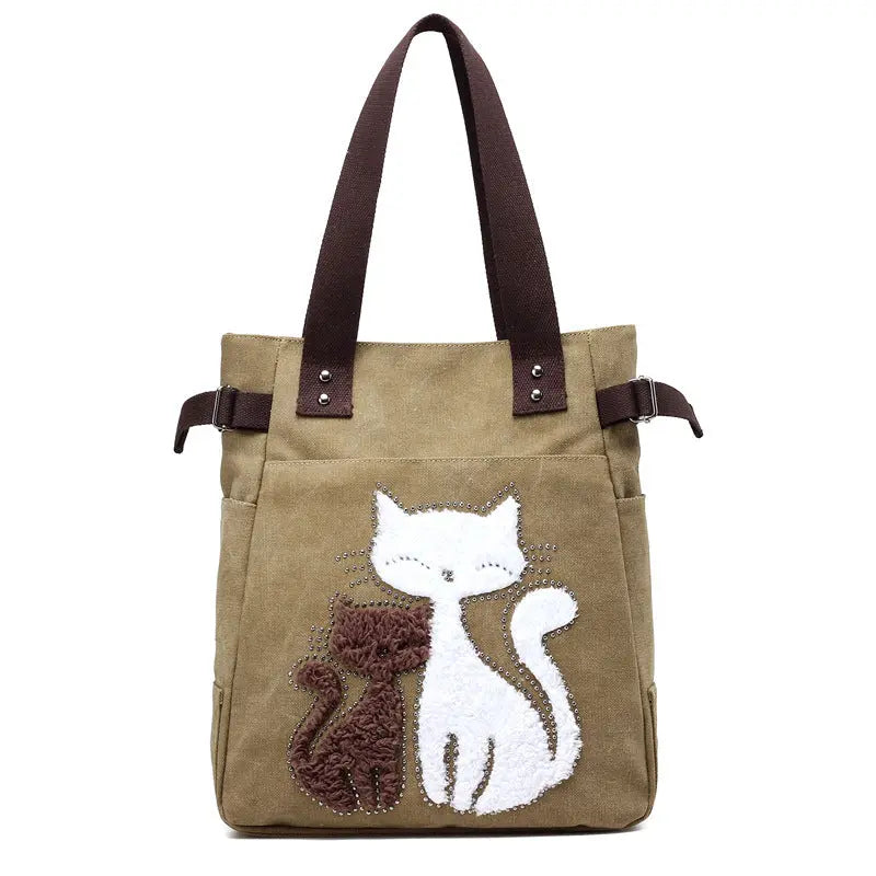Sac en Toile avec Chat Mignon Appliqué ORIS WEAR