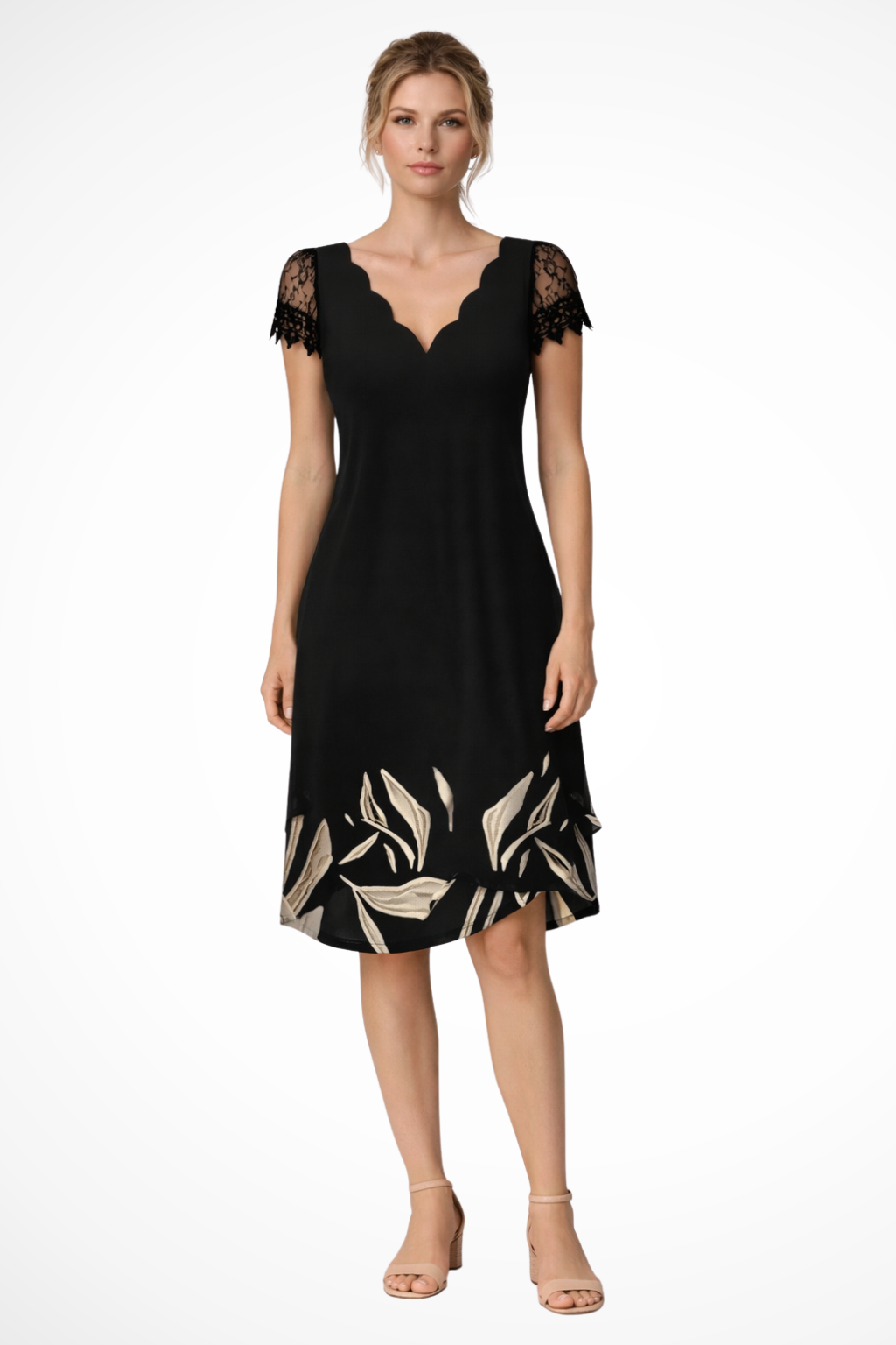 Harriet | Robe midi à manches en dentelle pour invitée de mariage Celeste London