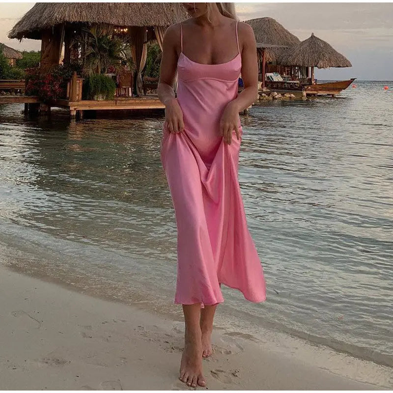 Robe longue satinée  élégante ORIS WEAR