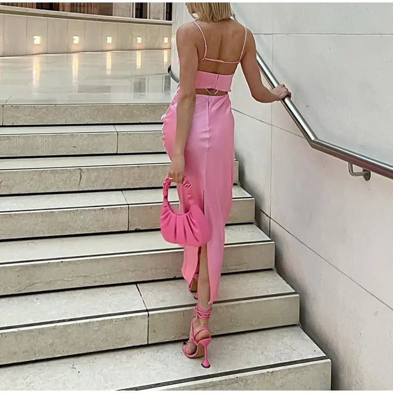 Robe longue satinée  élégante ORIS WEAR