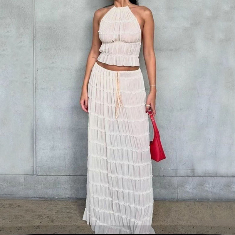 Ensemble 2 pièce robe sexy sans manches, dos nu ORIS WEAR
